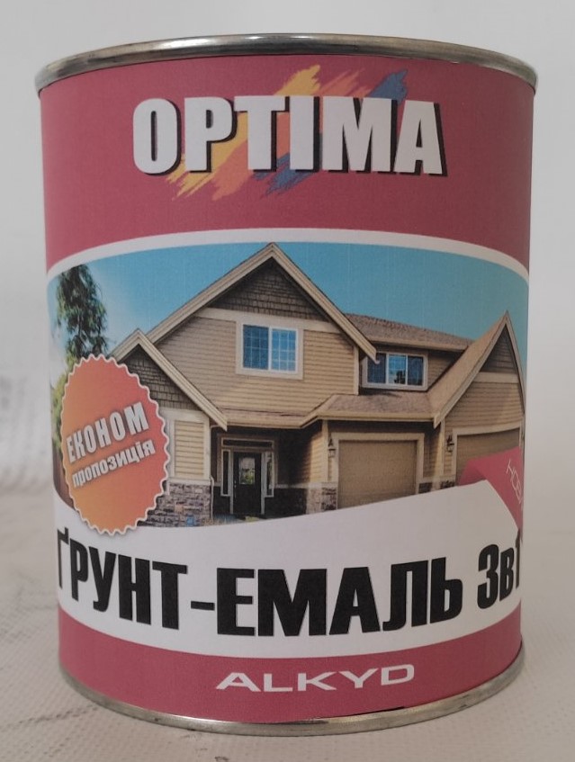 Грунт-емаль алкідна антикорозійна "3в1" ТМ OPTIMA сіра (2.5кг)